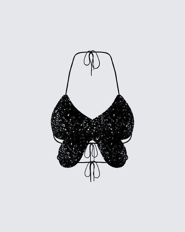 Amelie Black Butterfly Top