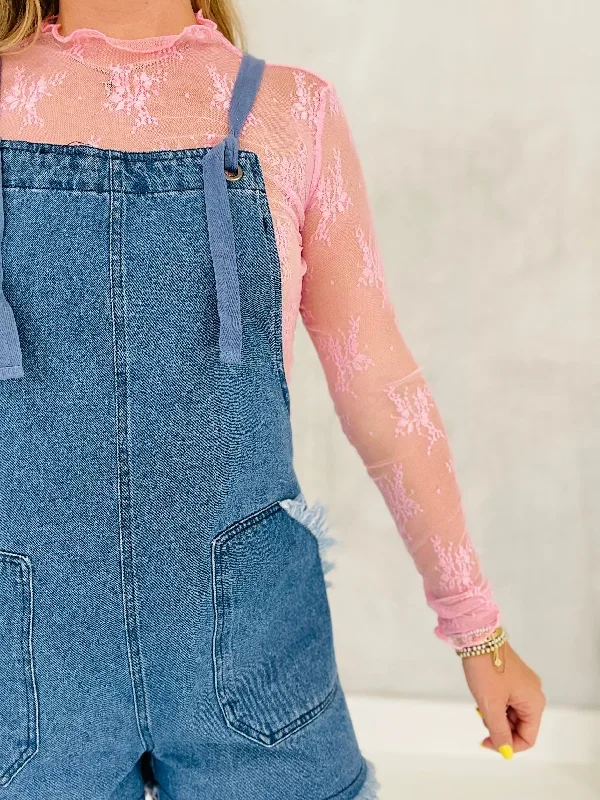 Floral Lace Layering Top - Pink