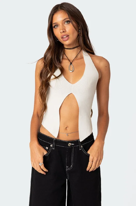 Sculpt Knitted Split Front Top